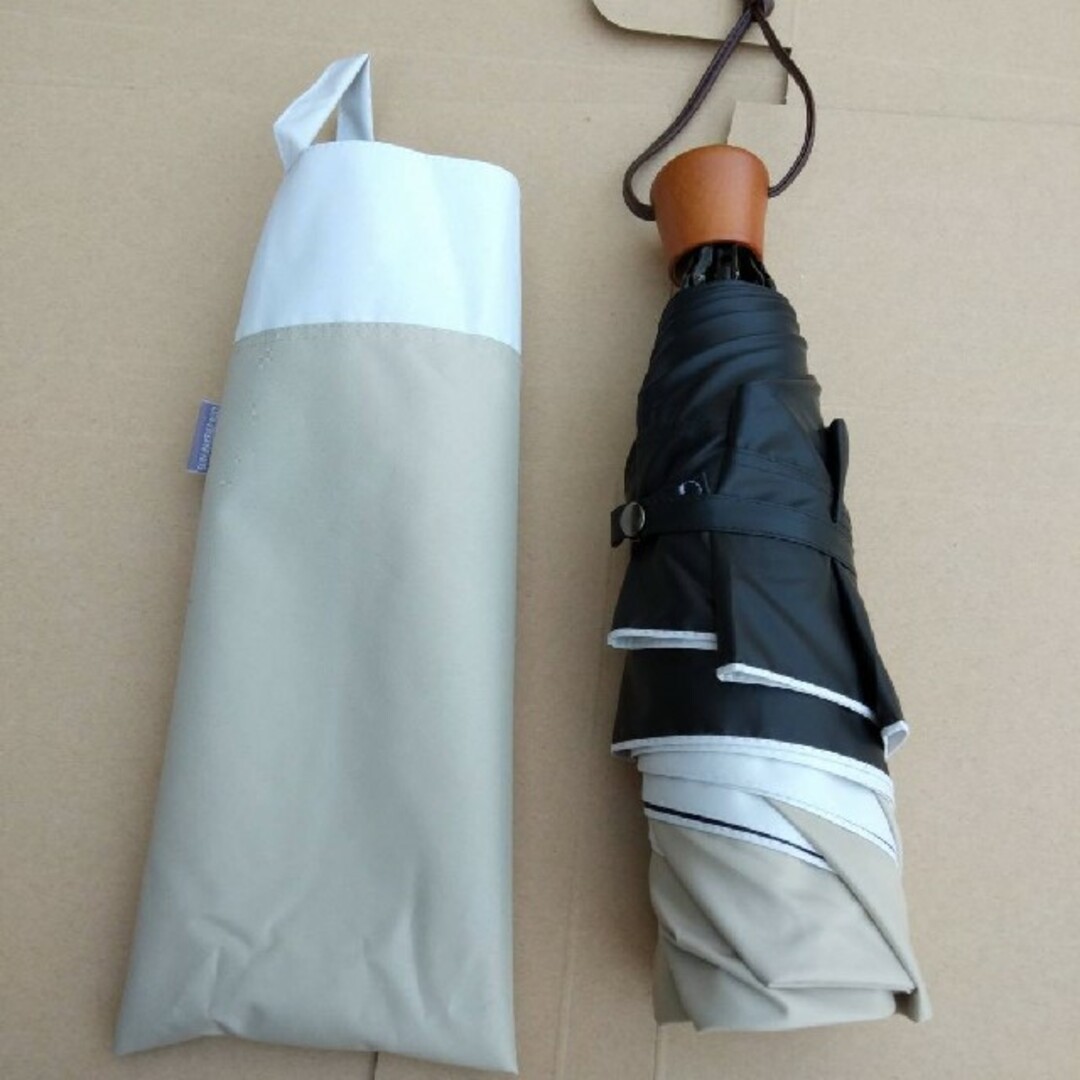 サンバリア100 コンビ バイカラー ホワイト 日傘 白 ベージュ 三段折り