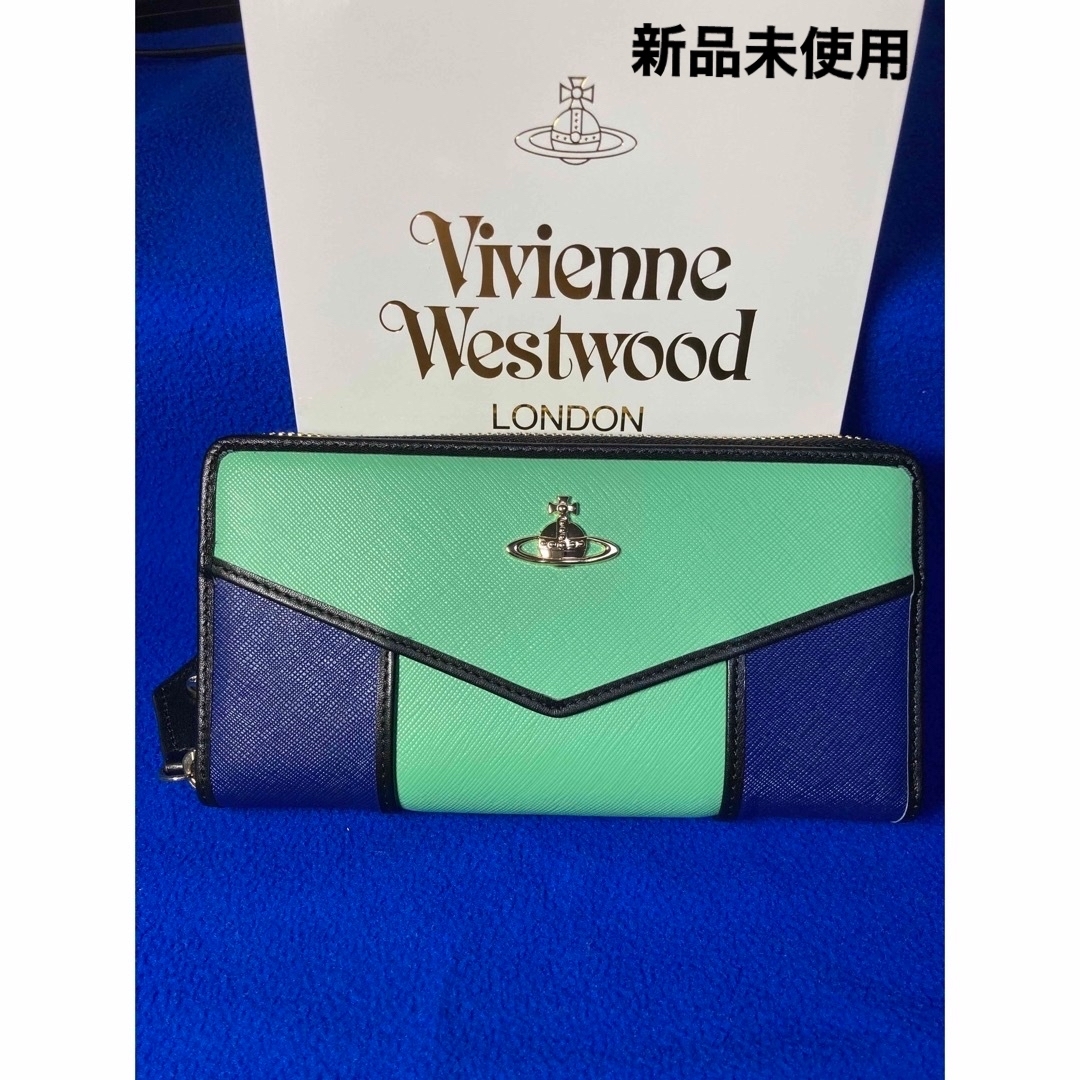 在庫限り‼︎】Vivienne Westwood 長財布 グリーン×ブルー - 長財布