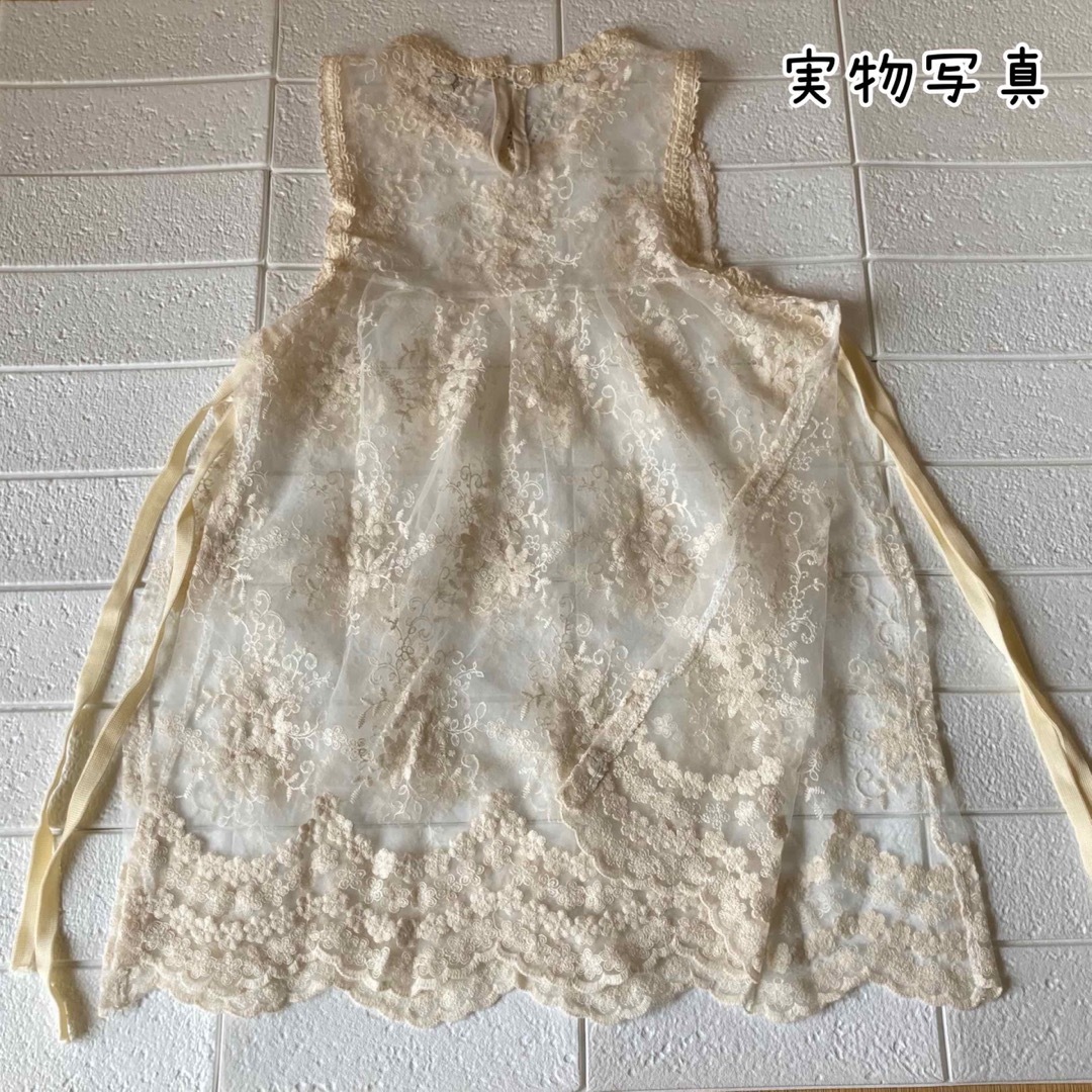 ⭐️【新商品】 110 パープル 花柄 ワンピース エプロン 2点セット キッズ/ベビー/マタニティのキッズ服女の子用(90cm~)(ワンピース)の商品写真