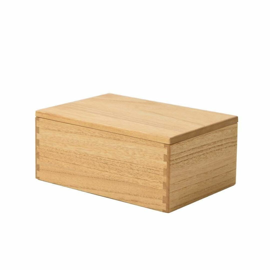 【色: ナチュラル】KIRIGEN 木箱 収納 ボックス 木製 蓋付き ストッカ