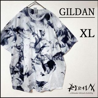 ギルタン(GILDAN)のメンズ服新品タイダイ柄半袖TシャツXL　ゆったり　春夏物　白黒　モード　ブランド(Tシャツ/カットソー(半袖/袖なし))