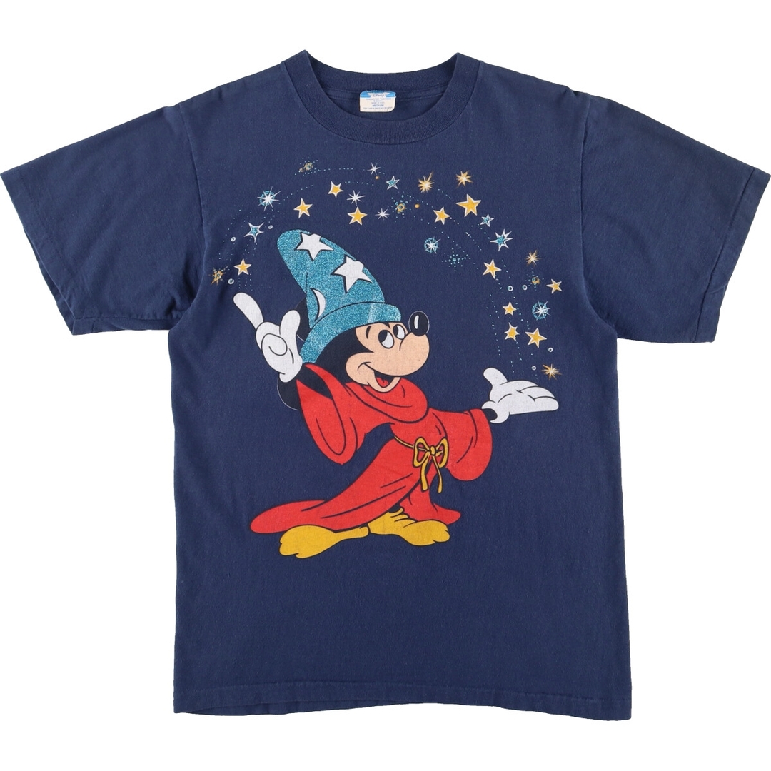 80年代 ディズニー DISNEY MICKEY MOUSE ミッキーマウス Fantasia ファンタジア ラメプリント キャラクタープリントTシャツ USA製 メンズM ヴィンテージ /evb001988