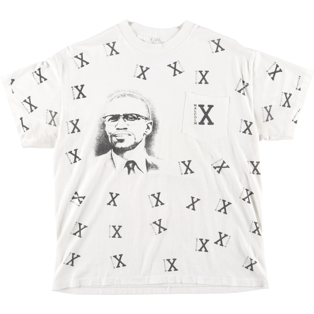 90年代 MALCOLM X マルコムX 偉人Tシャツ メンズM ヴィンテージ /evb001994