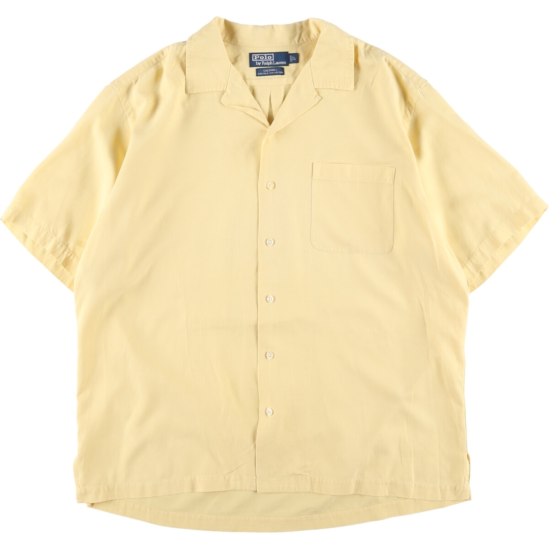 古着 90年代 ラルフローレン Ralph Lauren POLO by Ralph Lauren CALDWELL 半袖 オープンカラー  シルク×コットンシャツ ボックスシャツ メンズXL ヴィンテージ /eaa342490