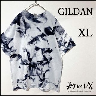 ギルタン(GILDAN)のメンズ服新品タイダイ柄半袖TシャツXL　ブランド　春夏物　白黒 模様　おしゃれ(Tシャツ/カットソー(半袖/袖なし))