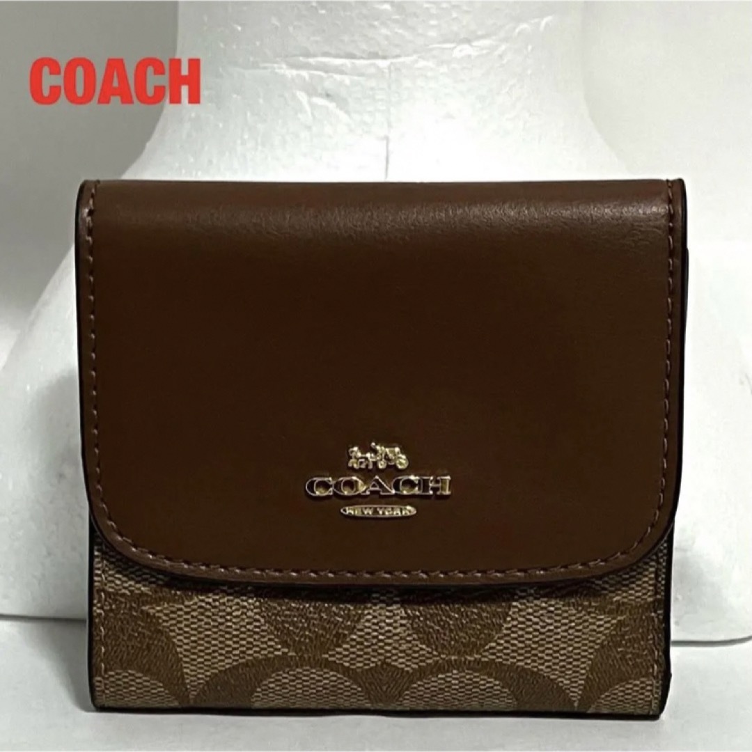 【美品】COACH　コーチ　三つ折り財布　モノグラム　シグネチャー　F87589