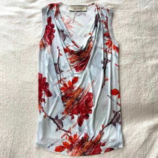 ポールスミス(Paul Smith)の美品 ポールスミス とろみブラウス 水色  花柄 シアー 透け感Mサイズ(シャツ/ブラウス(半袖/袖なし))