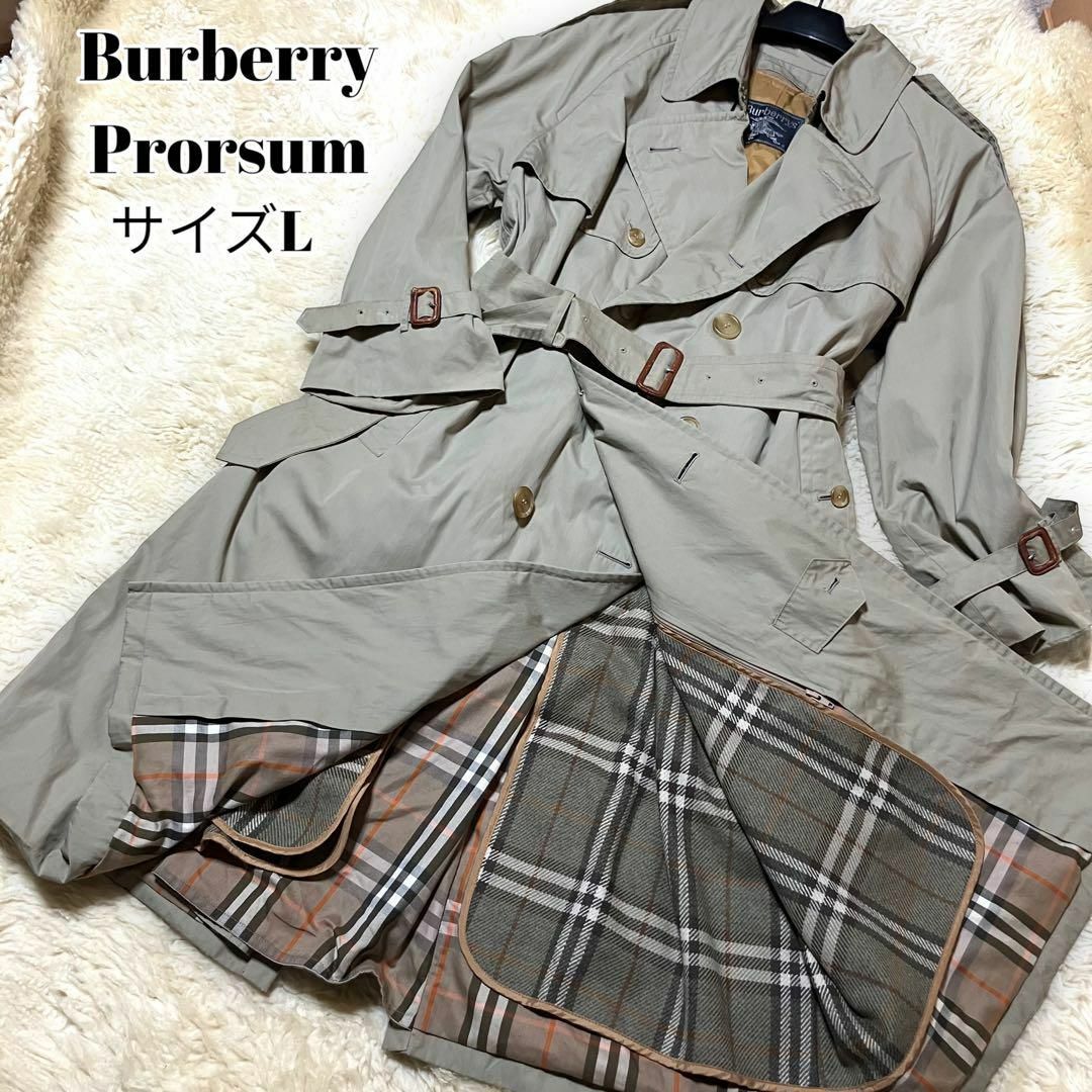 BURBERRY - バーバリー Aラインロングダブルトレンチコート『L』ノバ