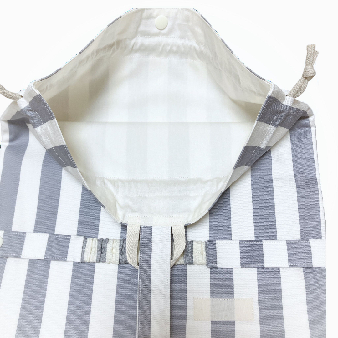 (896)ランドセルにつけられる巾着袋* グレーストライプ ハンドメイドのキッズ/ベビー(外出用品)の商品写真