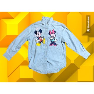 ディズニー(Disney)のディズニーストア　シャツ　ブラウス　デニム　ミッキー　ミニー　刺繍　ワッペン(シャツ/ブラウス(長袖/七分))