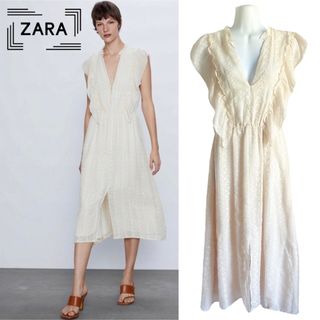 ザラ(ZARA)の【新品未使用】 ZARA 水玉模様ミディ丈ドレス(ロングワンピース/マキシワンピース)