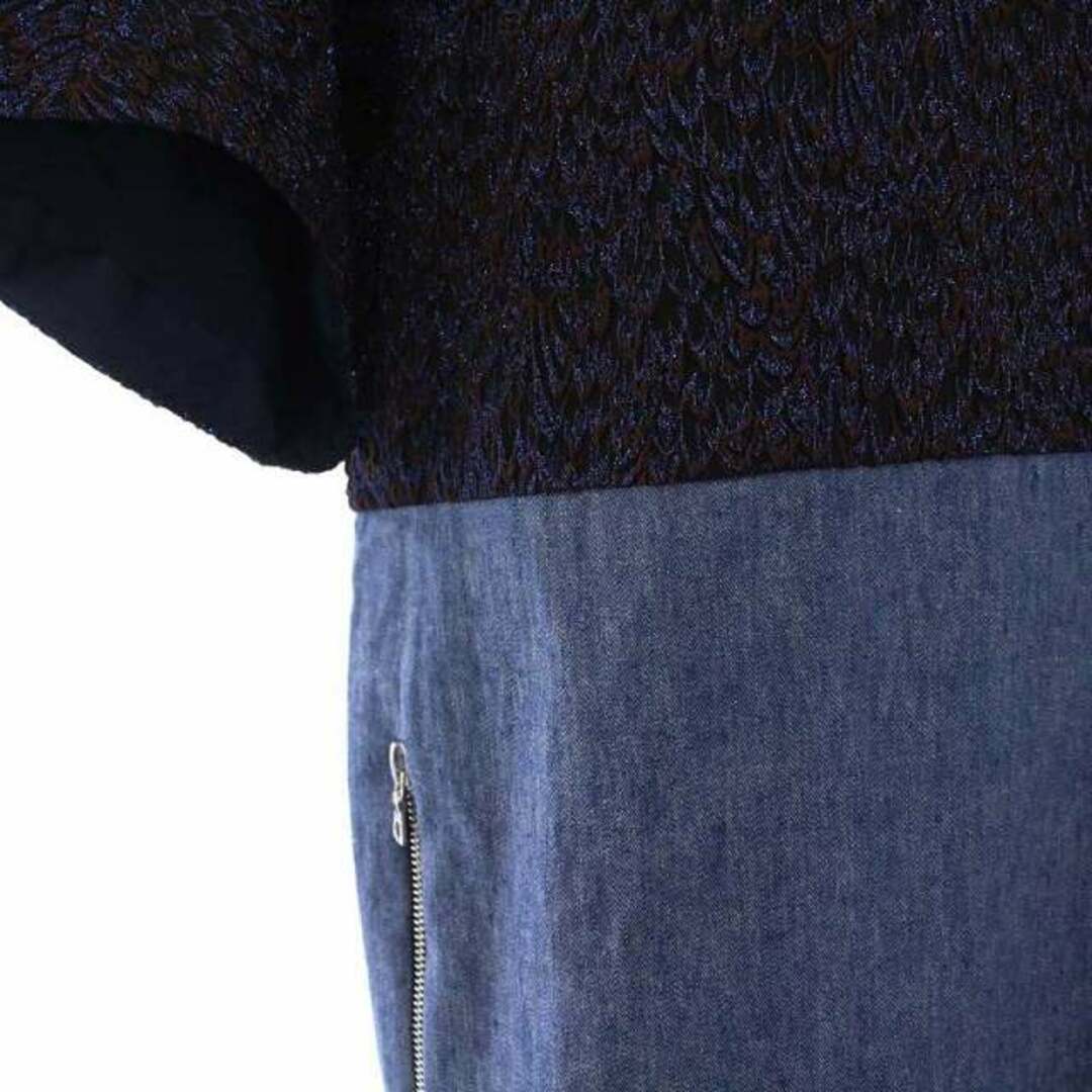 Drawer(ドゥロワー)のドゥロワー ワンピース 半袖 ロング 切替 クルーネック 36 S 青 レディースのワンピース(ロングワンピース/マキシワンピース)の商品写真