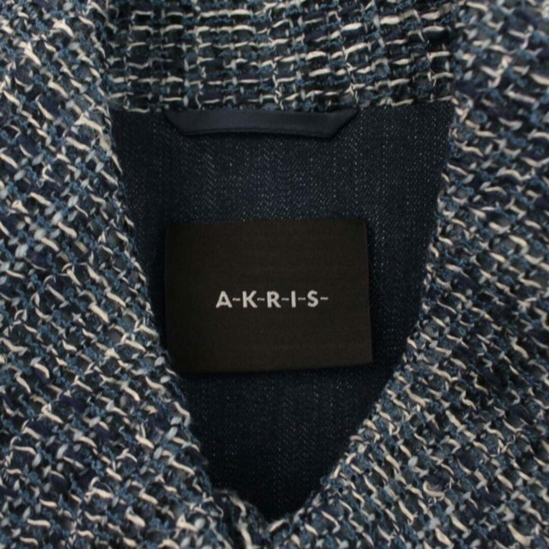 AKRIS(アクリス)のアクリス ジャケット ツイード かぎ編みニット ベルト スプリング M 青 レディースのジャケット/アウター(その他)の商品写真