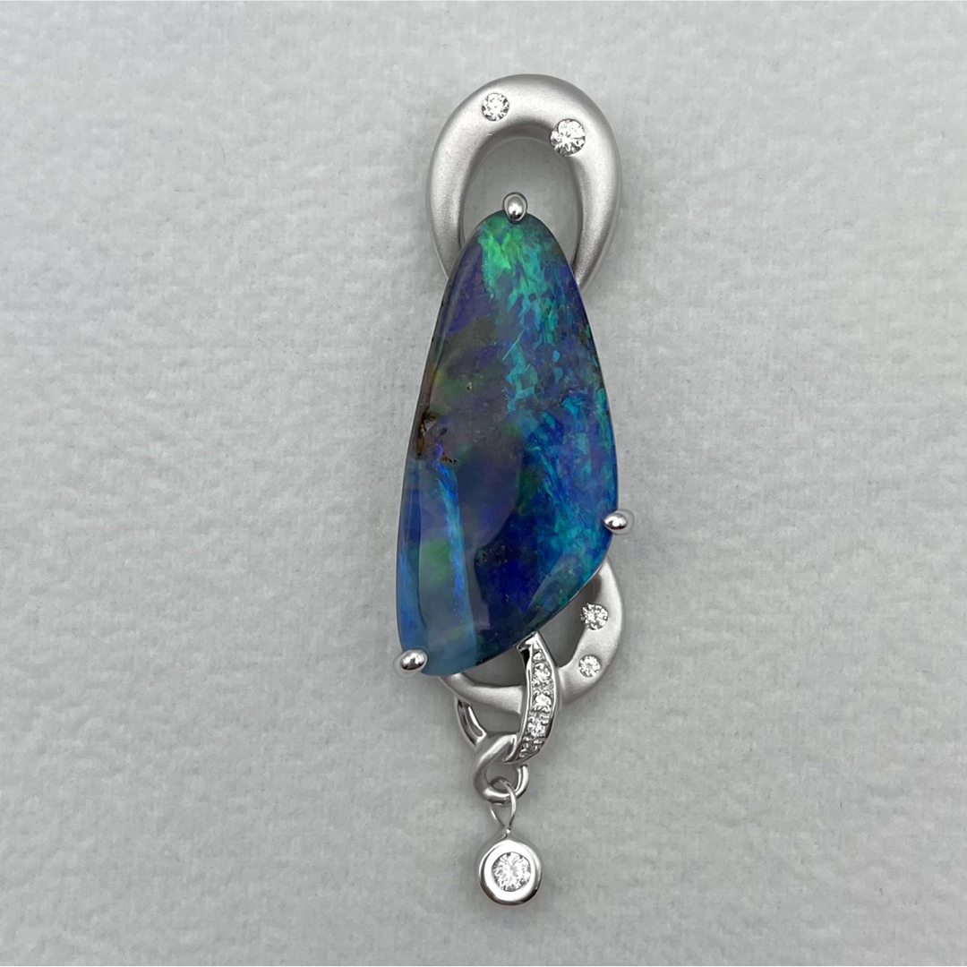 k18WG ボルダーオパール12.01ct ダイヤ0.15ct ペンダントトップ | www