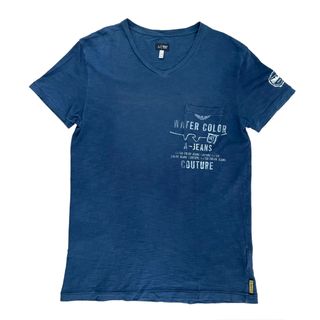 アルマーニ(Armani)の『ARMANI』 / アルマーニ Vネック ネイビー Tシャツ Sサイズ 美品(Tシャツ/カットソー(半袖/袖なし))