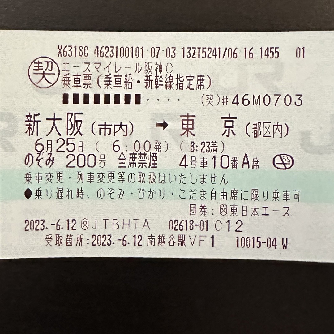新幹線 新大阪 東京 片道 チケット のぞみ利用可