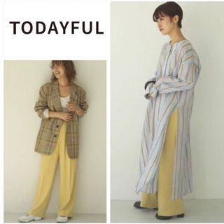 トゥデイフル(TODAYFUL)のtodayful ジョーゼットラフパンツ　タックパンツ　イエロー(カジュアルパンツ)