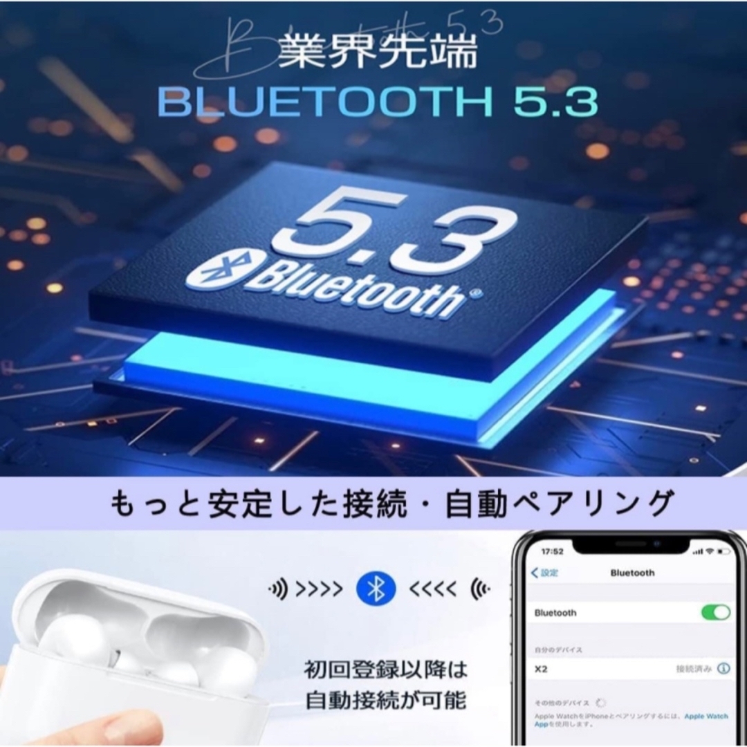 Bluetooth ワイヤレスイヤホン ノイズキャンセル スマホ/家電/カメラのオーディオ機器(ヘッドフォン/イヤフォン)の商品写真