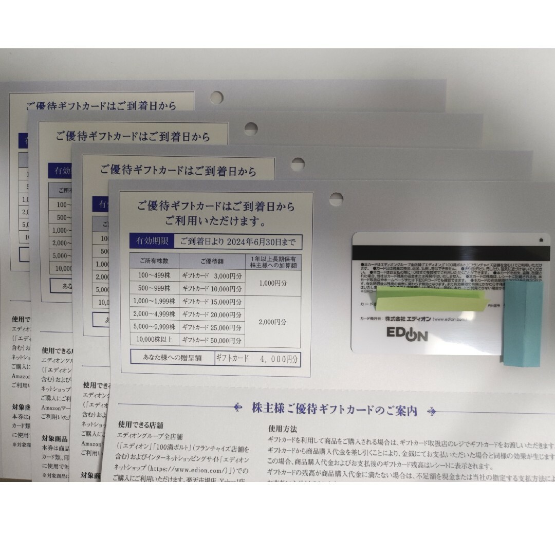 エディオン 株主優待 ギフトカード 16000円分