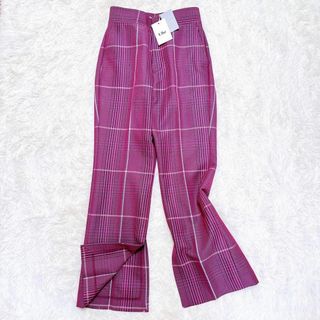 新品タグ付き Uhr ウーア チェックスリットパンツ パンツ 総柄