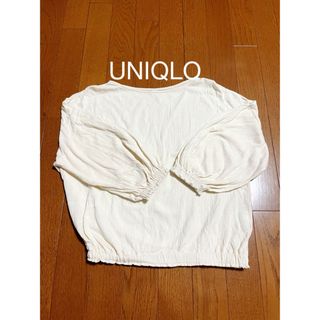 ユニクロ(UNIQLO)のユニクロ　ベージュ5部袖トップス(Tシャツ(長袖/七分))