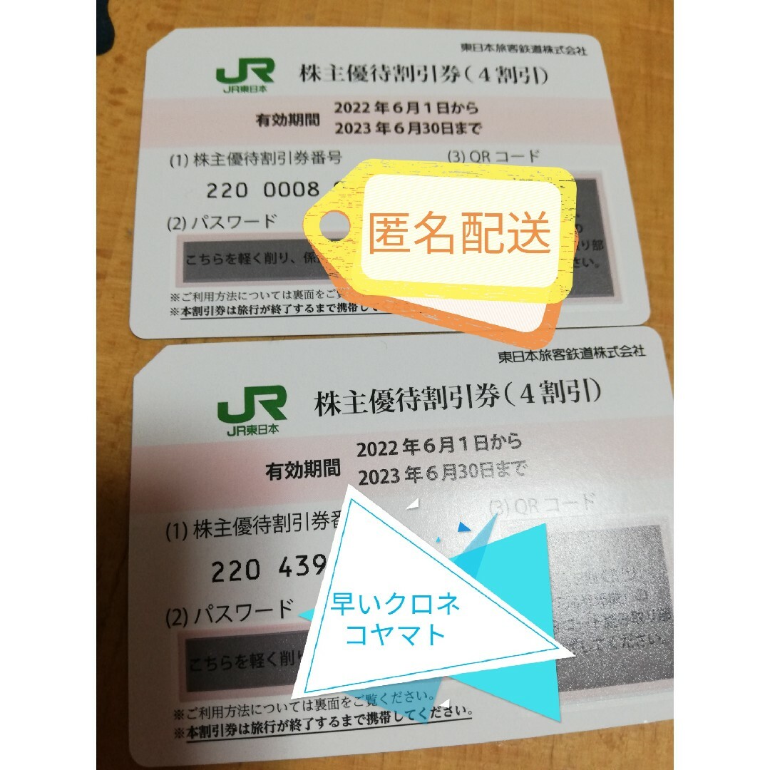 JR東日本株主優待割引券　2枚乗車券/交通券