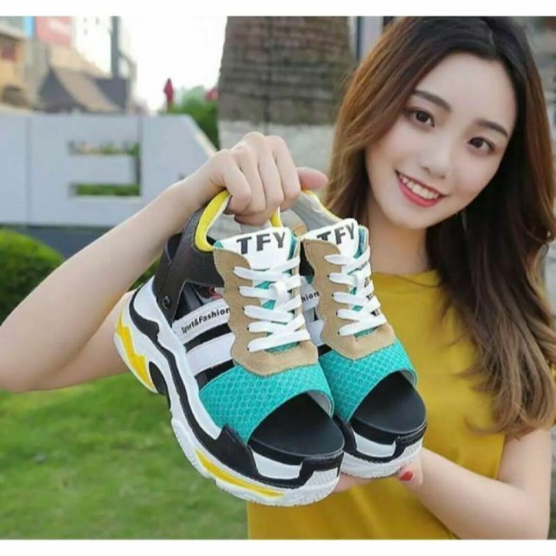 夏　サンダル　厚底サンダル　韓国　6cm サンダル　美脚効果　かわいい　スポーツ レディースの靴/シューズ(サンダル)の商品写真