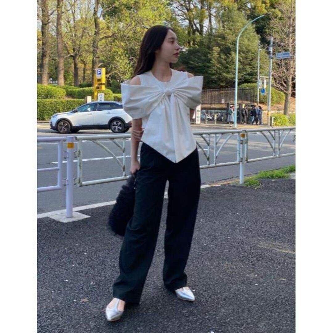 即日発送 新品 完売品 Bibiy. ANNE RIBBON BLOUSE 白