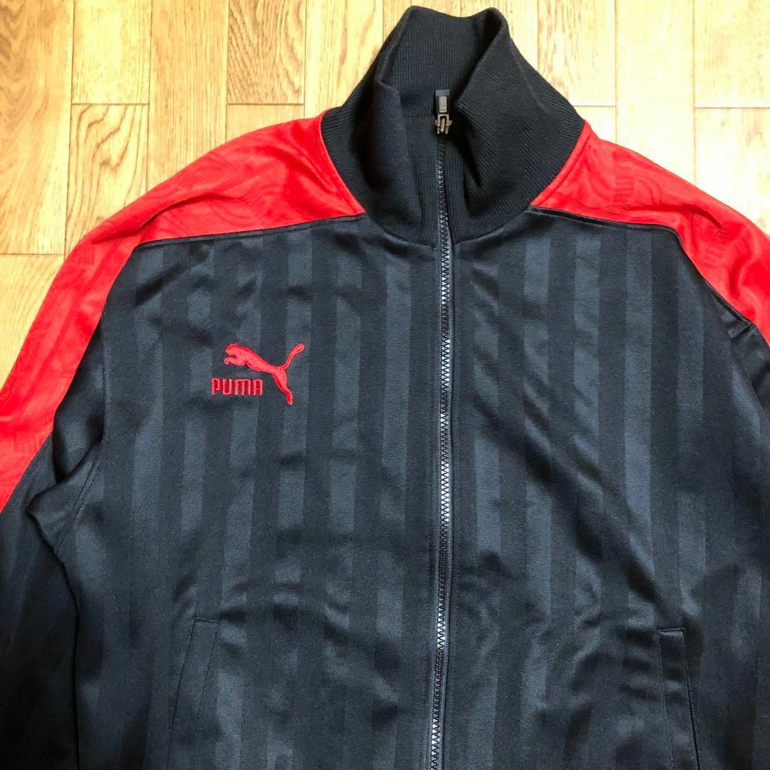 日本製 PUMA トラック ジャケット ジャージ 赤 黒 M 刺繍 サッカー