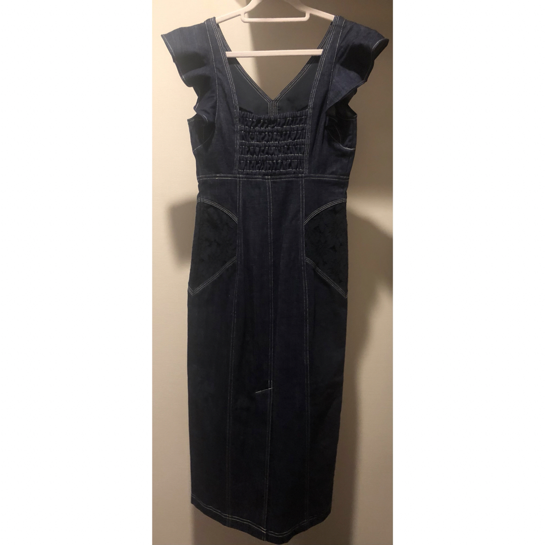 Ruffled Shoulder Denim Midi Dress 4