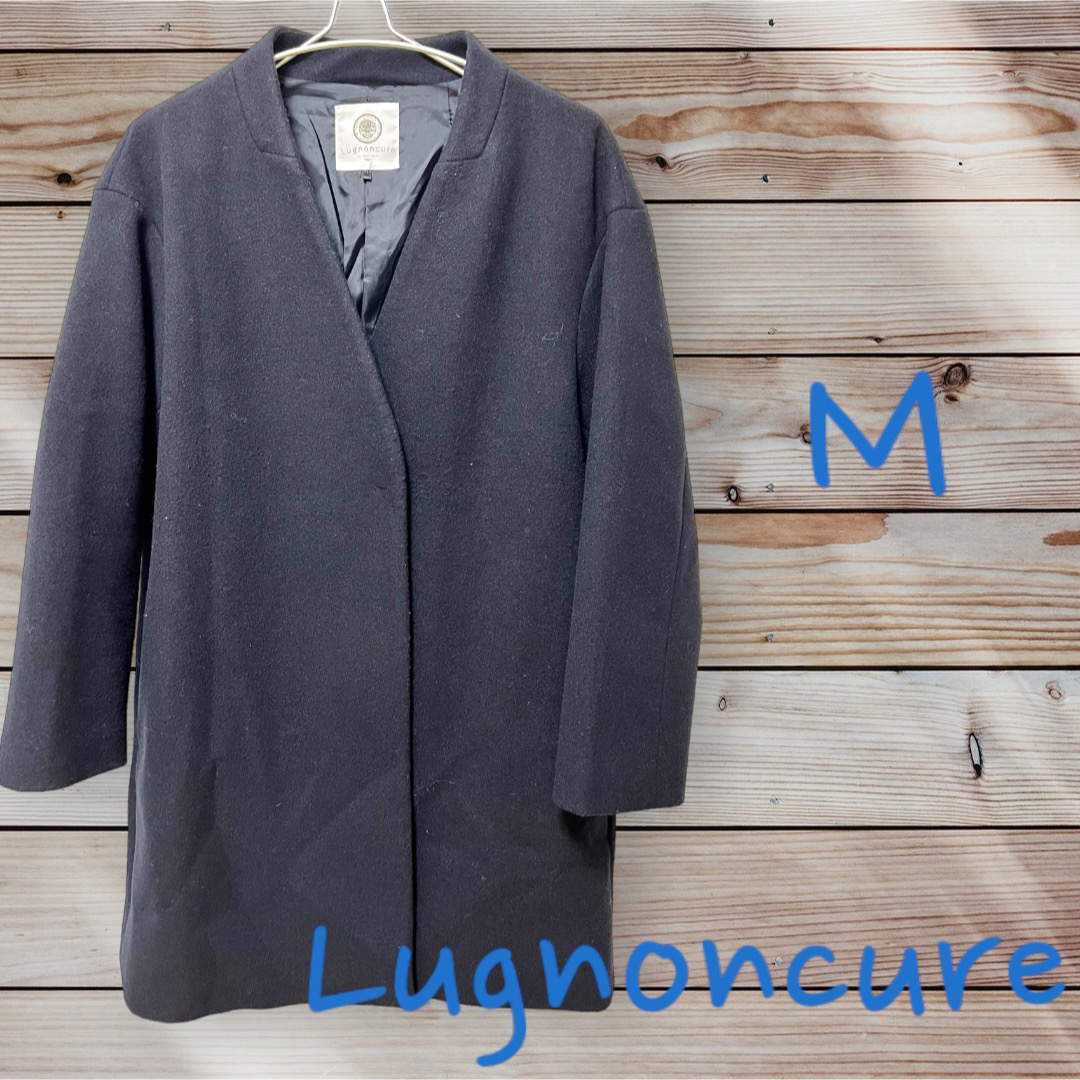 Lugnoncure(ルノンキュール)のLugnoncure ルノンキュール　ノーカラーコート　Mサイズ レディースのジャケット/アウター(ノーカラージャケット)の商品写真
