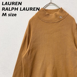 ラルフローレン(Ralph Lauren)のローレンラルフローレン　ニット　セーター　モックネック　刺繍ロゴ　キャメル色　M(ニット/セーター)