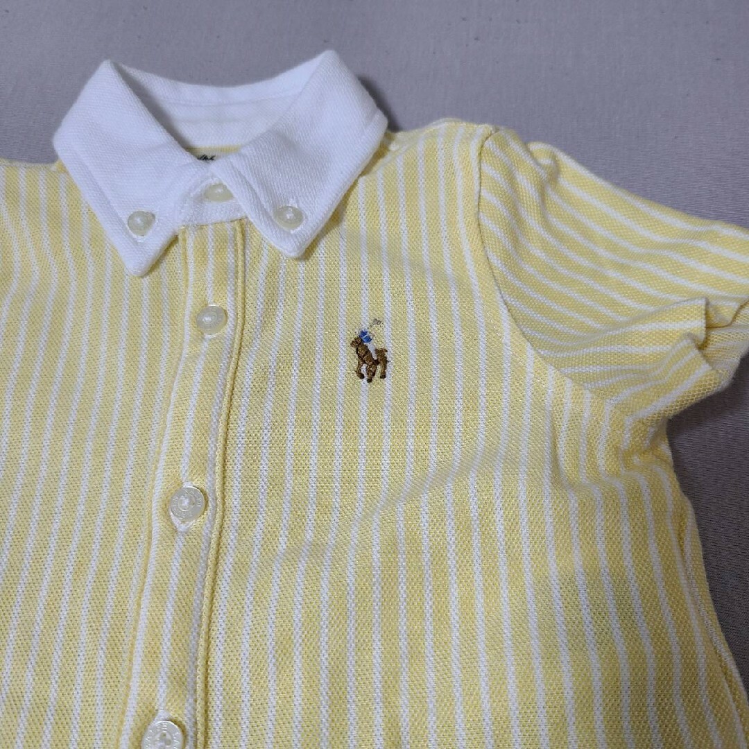 POLO RALPH LAUREN(ポロラルフローレン)のラルフローレン  ベビー服 ストライプ 黄色 ロンパース キッズ/ベビー/マタニティのベビー服(~85cm)(ロンパース)の商品写真