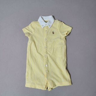 ポロラルフローレン(POLO RALPH LAUREN)のラルフローレン  ベビー服 ストライプ 黄色 ロンパース(ロンパース)