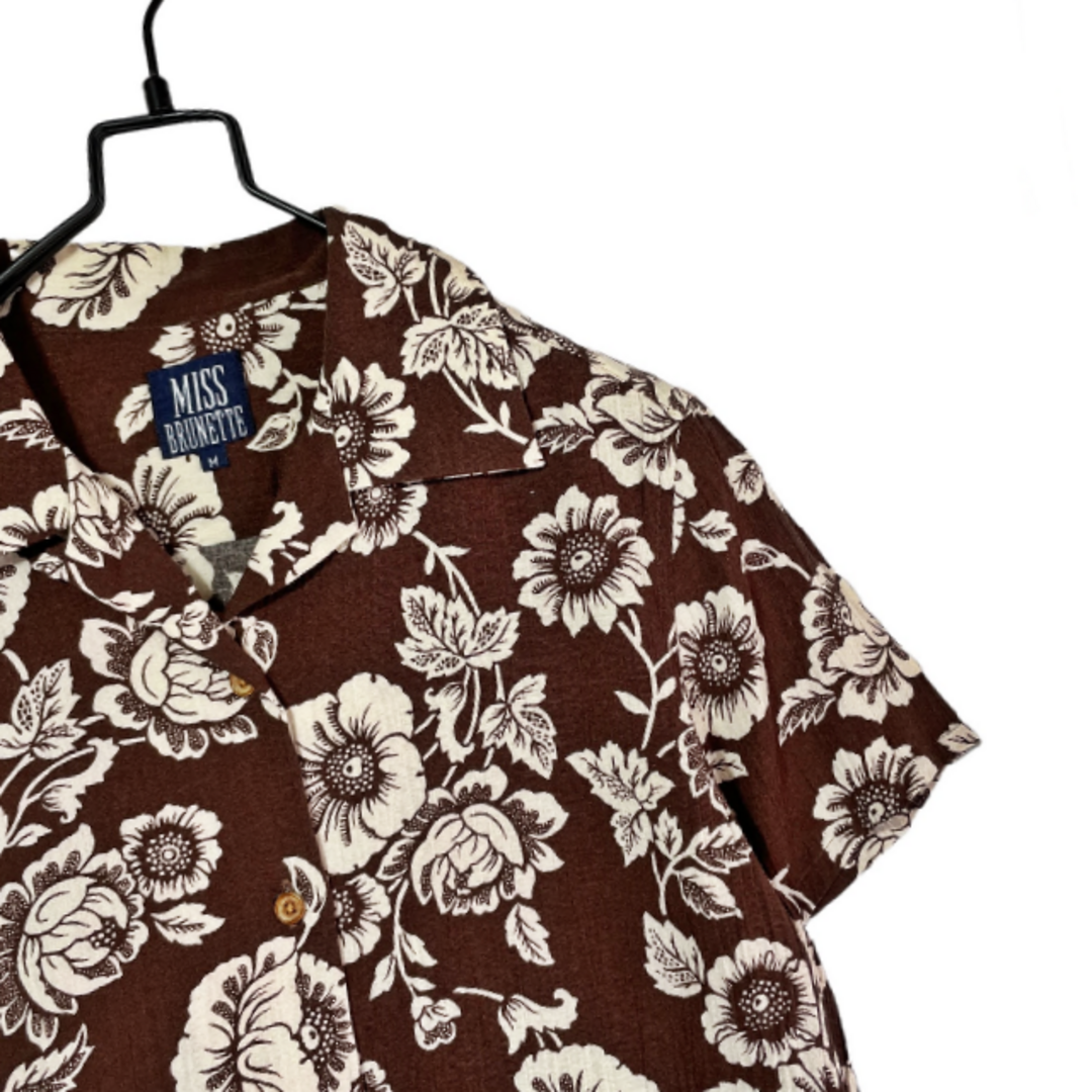Y2K 古着 70年代~ 総柄 花柄 アロハシャツ オープンカラー ヴィンテージ レディースのトップス(シャツ/ブラウス(半袖/袖なし))の商品写真