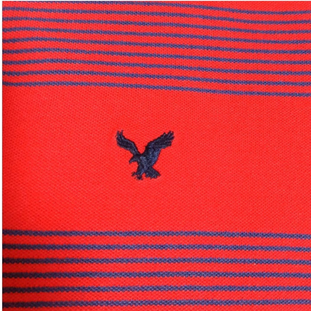 American Eagle(アメリカンイーグル)のAMERICAN EAGLE ポロシャツ XS 半袖ポロシャツ 赤ボーダー メンズのトップス(ポロシャツ)の商品写真