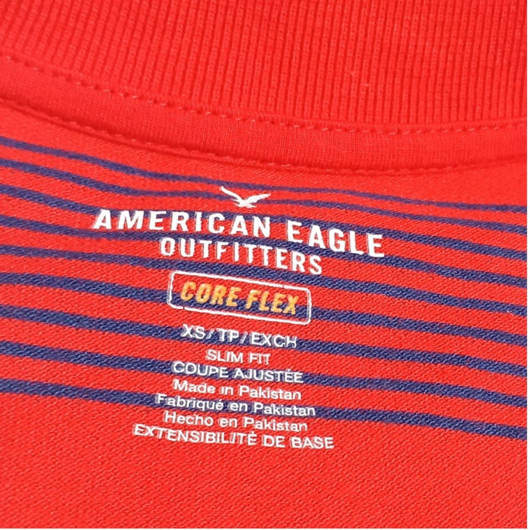 American Eagle(アメリカンイーグル)のAMERICAN EAGLE ポロシャツ XS 半袖ポロシャツ 赤ボーダー メンズのトップス(ポロシャツ)の商品写真