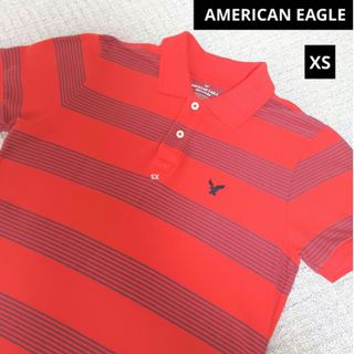 アメリカンイーグル(American Eagle)のAMERICAN EAGLE ポロシャツ XS 半袖ポロシャツ 赤ボーダー(ポロシャツ)