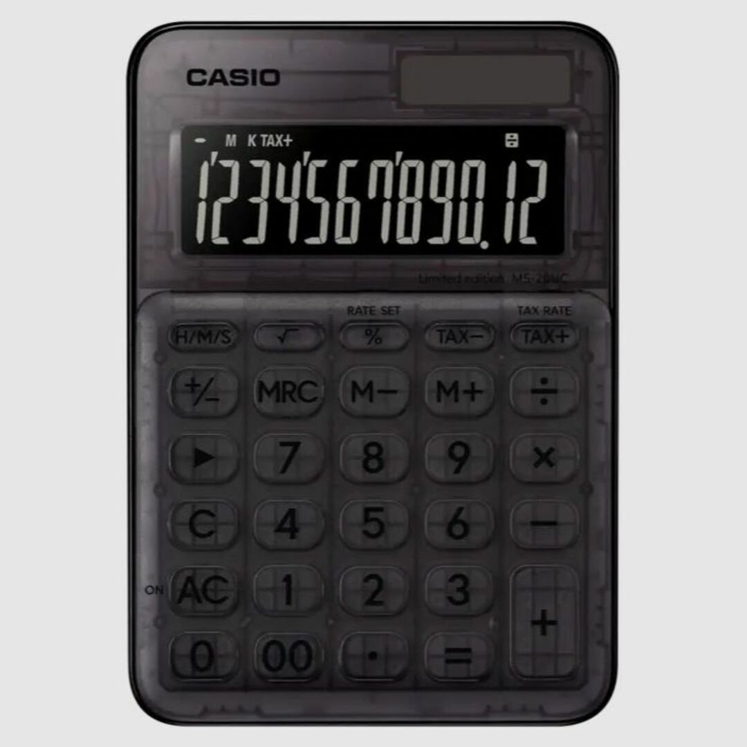 CASIO(カシオ)の電卓　CASIO　カシオ　クリア　スケルトン　ブラック　限定　ミニジャストタイプ インテリア/住まい/日用品の文房具(その他)の商品写真