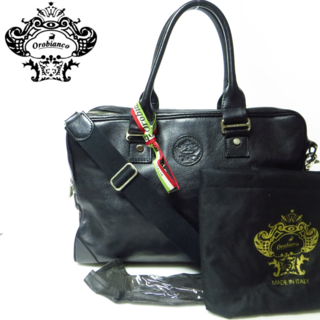 オロビアンコ(Orobianco)の美品 オロビアンコ オールレザー ビジネスバッグ 保存袋付き イタリア製(ビジネスバッグ)