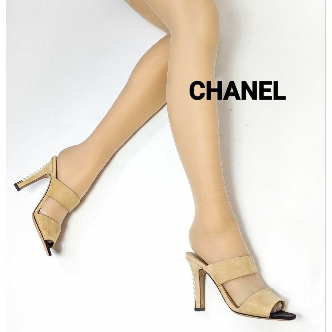 新品そっくりさん⭐CHANELシャネル バイカラーパールミュールサンダル35C