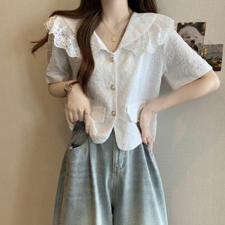 大きいサイズ レディース トップス 襟付き シャツ 春夏 秋 新品 半袖の
