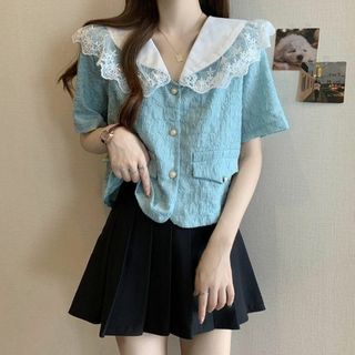 大きいサイズ レディース トップス 襟付き シャツ 春夏 秋 新品 半袖の