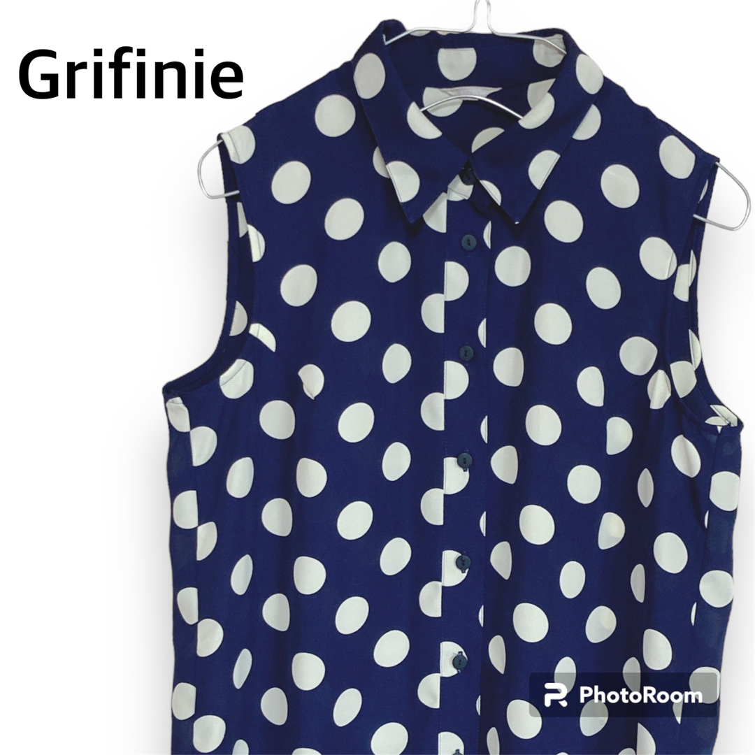 GRIFFIN(グリフィン)のグリフィン　ノースリーブシャツブラウス　ドット レディースのトップス(シャツ/ブラウス(半袖/袖なし))の商品写真