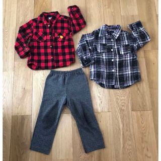 ベビーギャップ(babyGAP)のbaby GAP  キッズ　チェックシャツ　ズボン　95cm  3点セット(ジャケット/上着)