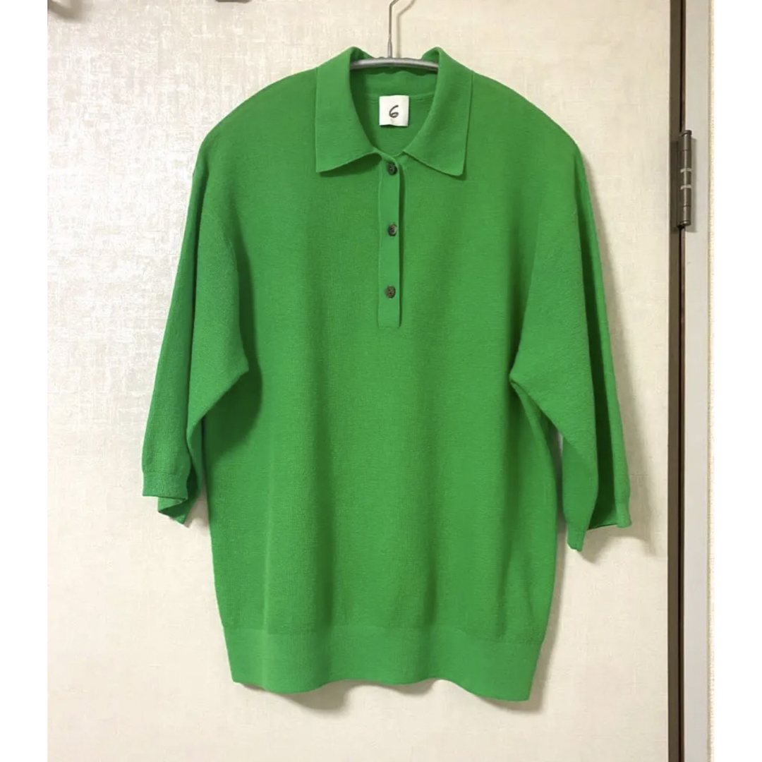 激安先着 ROKU 6 ケリー グリーン ニット ポロシャツ knit nylon ロク 激安先着 ROKU 6 ケリー グリーン ニット ポロシャツ knit nylon ロク