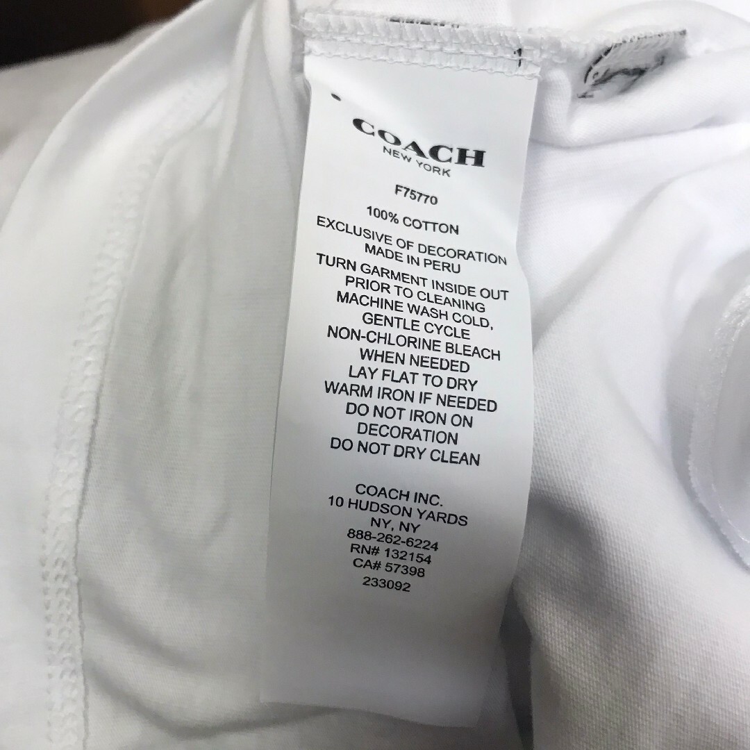 COACH(コーチ)の美品 COACH コーチ 半袖Tシャツ ホワイト サイズS メンズのトップス(Tシャツ/カットソー(半袖/袖なし))の商品写真