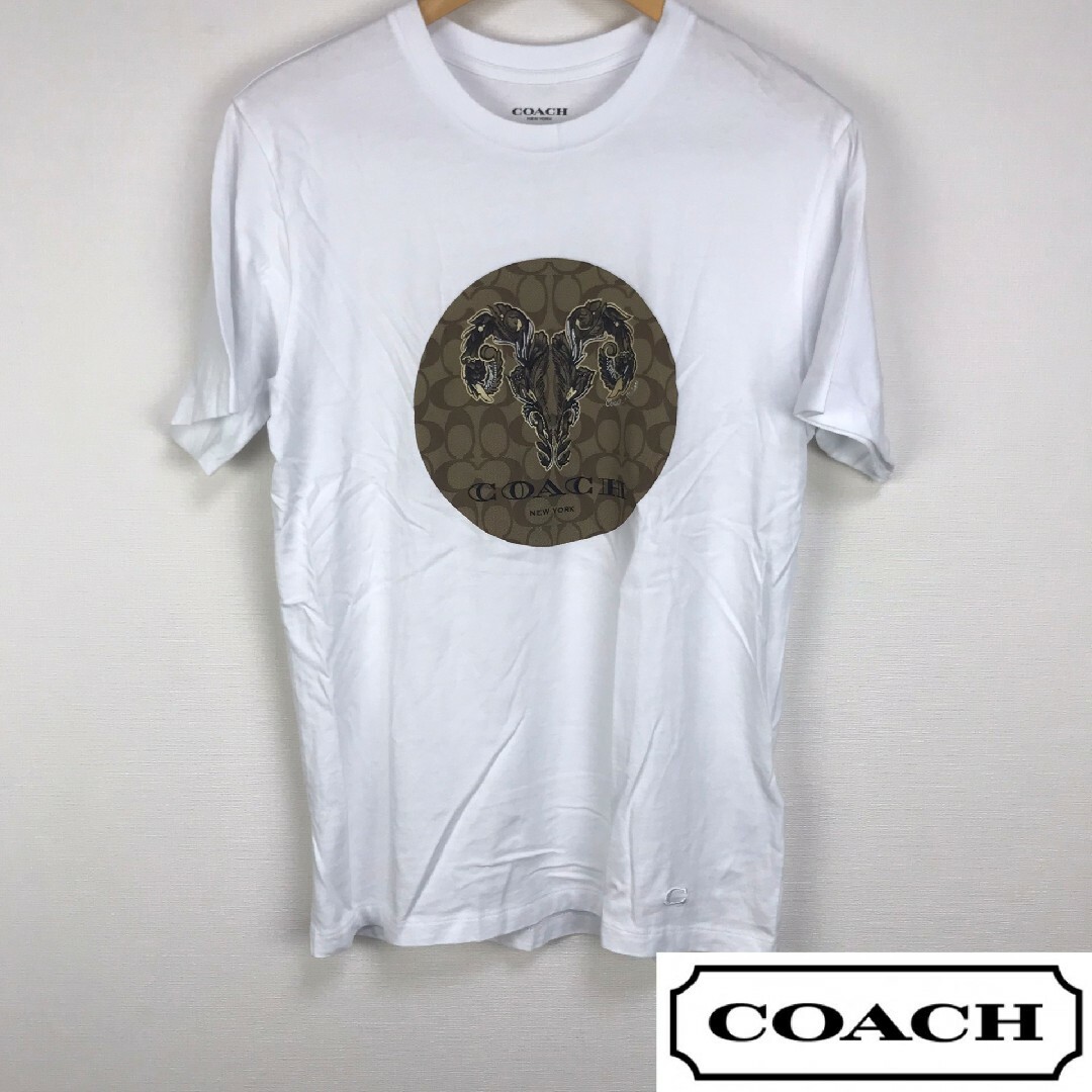 COACH(コーチ)の美品 COACH コーチ 半袖Tシャツ ホワイト サイズS メンズのトップス(Tシャツ/カットソー(半袖/袖なし))の商品写真