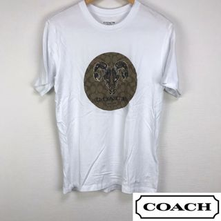 コーチ(COACH)の美品 COACH コーチ 半袖Tシャツ ホワイト サイズS(Tシャツ/カットソー(半袖/袖なし))