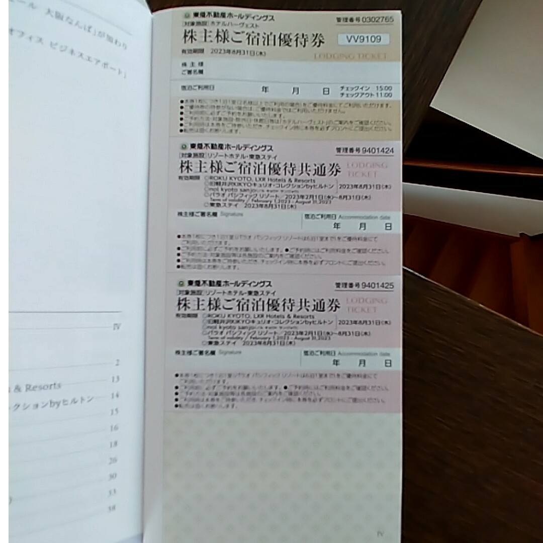 東急不動産の優待券×2冊　2023年8月末まで チケットの優待券/割引券(ショッピング)の商品写真